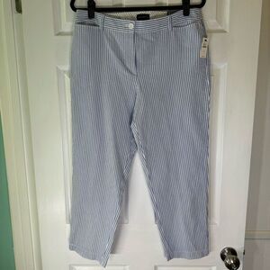 Talbots Perfect Crop Pants At Waist Slim Leg Seersucker Women’s Size 10 NWT